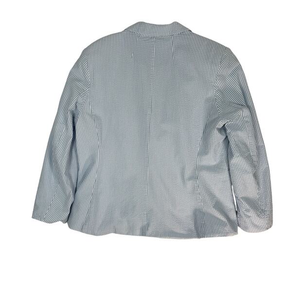 Free Assembly XL Blue White Stripe Cotton Blazer Lined Seersucker Jacket - Picture 4 of 7